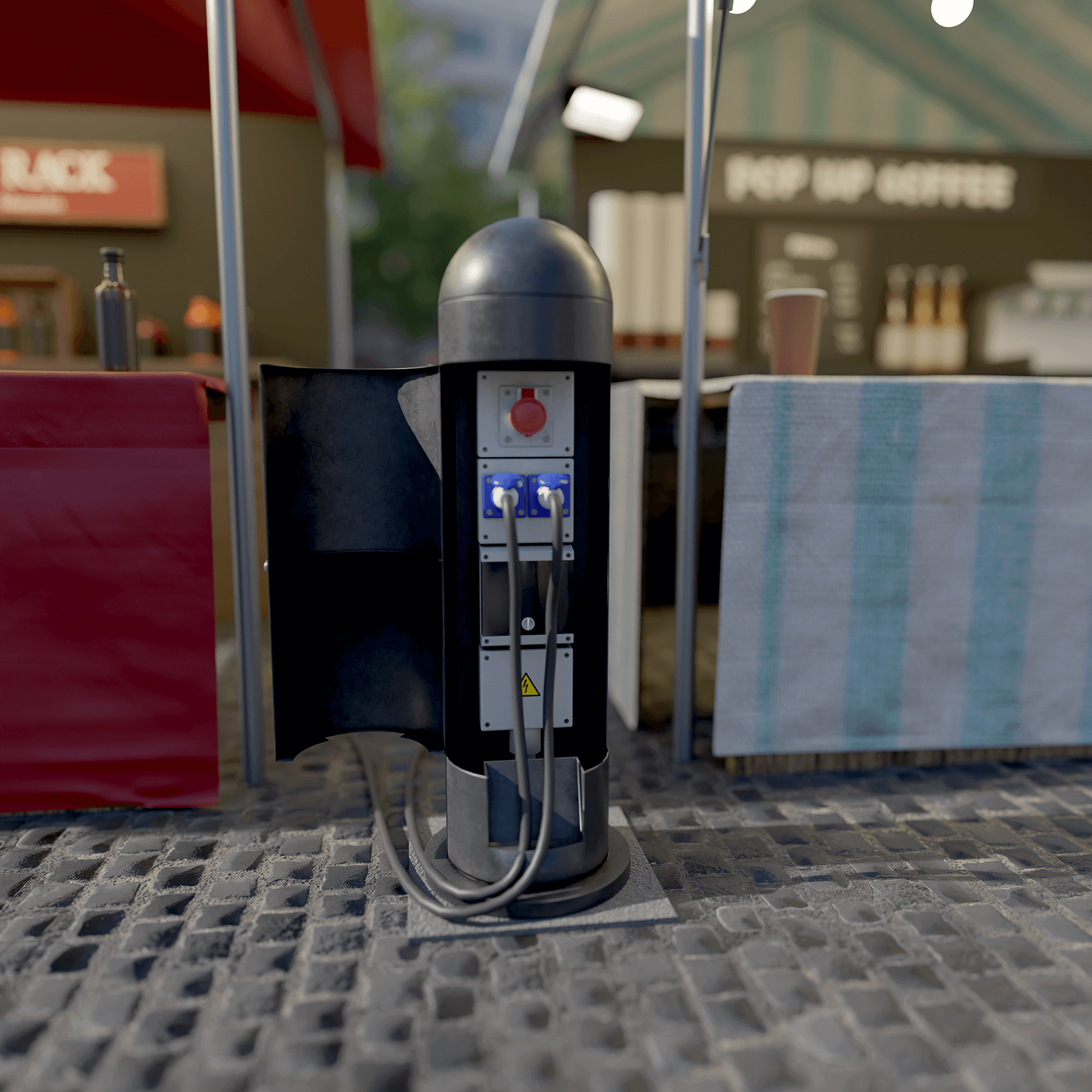 POWER BOLLARD FOR FOOD STALLS OPEN
